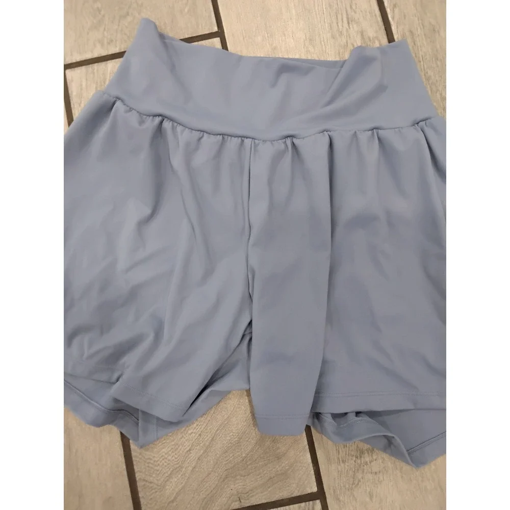 Halara Women Light Blue High Waisted Flowy Active Shorts Size L Long Athletic